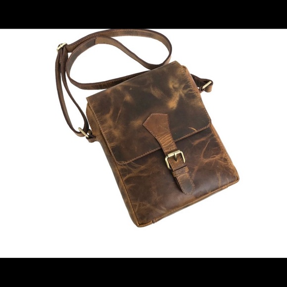 Genuine leather handmade cross body bag - Picture 2 of 4